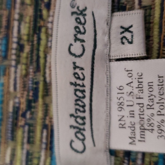 Coldwater Creek. Woven Blue/Grrens, Long Sleeved, Full Zip Jacket. Size 2X. - Picture 15 of 15